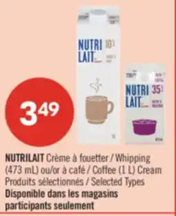 Pharmaprix NUTRILAIT Whipping, 473 mL or Coffee, 1 L Cream offer