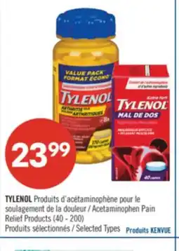 Pharmaprix TYLENOL Acetaminophen Pain Relief Products offer