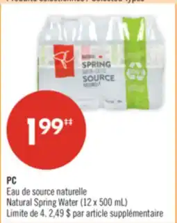 Pharmaprix PC Natural Spring Water (12 x 500 mL) offer