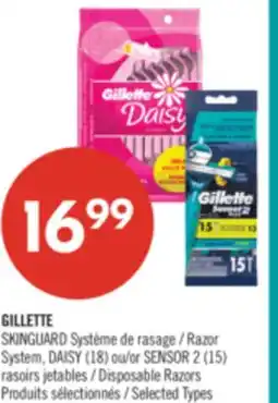 Pharmaprix GILLETTE SKINGUARD Razor System, DAISY (18) or SENSOR 2 (15) Disposable Razors offer