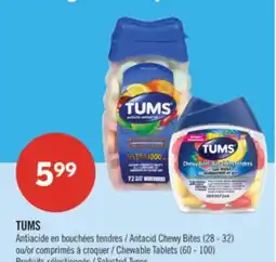 Pharmaprix TUMS Antacid Chewy Bites (28 - 32) or Chewable Tablets (60 - 100) offer