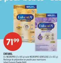 Pharmaprix ENFAMIL A+ NEUROPRO (2 x 445 g) or NEUROPRO GENTLEASE (2 x 431 g) Infant Formula Powder Refill offer