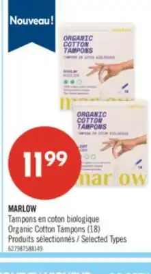 Pharmaprix MARLOW Organic Cotton Tampons (18) offer
