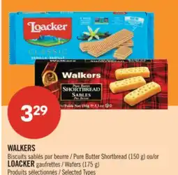 Pharmaprix WALKERS Biscuits Pure Butter Shortbread (150 g) or LOACKER Wafers (175 g) offer