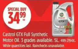 Canadian Tire Castrol gtx full synthetic motor oil offer