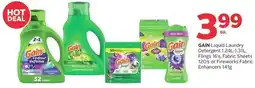 Rexall GAIN Liquid Laundry Detergent 1.24L-1.31L, Flings 16's, Fabric Sheets. 120's or Fireworks Fabric Enhancers 141g offer