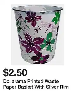 Dollarama Dollarama Printed Waste Paper Basket With Silver Rim offer