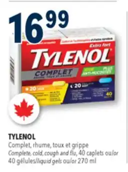 Familiprix TYLENOL Complete, cold, cough and flu, 40caplets 40liquid gels or 270ml offer