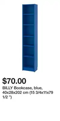 IKEA BILLY Bookcase, blue, 40x28x202 cm (15 3/4x11x79 1/2 ) offer