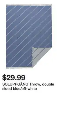 IKEA SOLUPPGÅNG Throw, double sided blue/off-white offer
