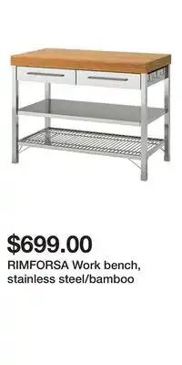 IKEA RIMFORSA Work bench, stainless steel/bamboo offer