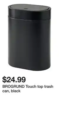 IKEA BROGRUND Touch top trash can, black offer
