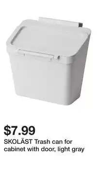 IKEA SKOLÄST Trash can for cabinet with door, light gray offer