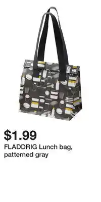 IKEA FLADDRIG Lunch bag, patterned gray offer