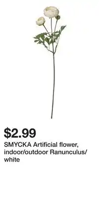 IKEA SMYCKA Artificial flower, indoor/outdoor Ranunculus/white offer
