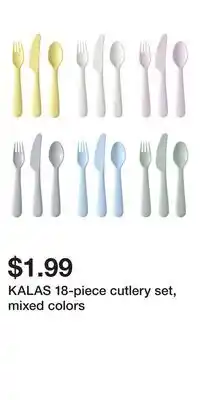 IKEA KALAS 18-piece cutlery set, mixed colors offer