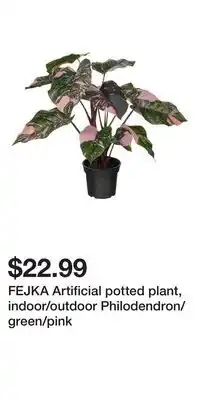 IKEA FEJKA Artificial potted plant, indoor/outdoor Philodendron/green/pink offer