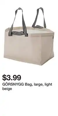 IKEA GÖRSNYGG Bag, large, light beige offer