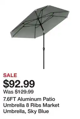 TSC Stores 7.6FT Aluminum Patio Umbrella 8 Ribs Market Umbrella, Sky Blue offer
