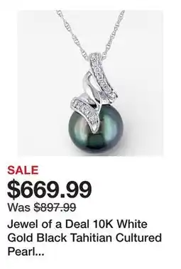 TSC Stores Jewel of a Deal 10K White Gold Black Tahitian Cultured Pearl Diamond Pendant With Chain offer