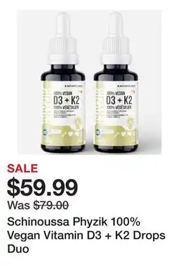 TSC Stores Schinoussa Phyzik 100% Vegan Vitamin D3 + K2 Drops Duo offer