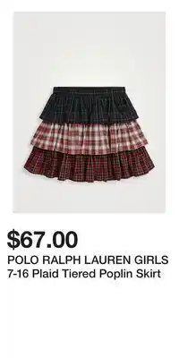 Holt Renfrew POLO RALPH LAUREN GIRLS 7-16 Plaid Tiered Poplin Skirt offer