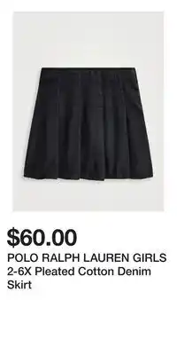 Holt Renfrew POLO RALPH LAUREN GIRLS 2-6X Pleated Cotton Denim Skirt offer