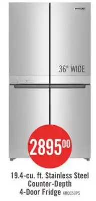The Brick KitchenAid 36 19.4 Cu. Ft. French-Door Refrigerator - Stainless Steel - KRQC506MPS offer