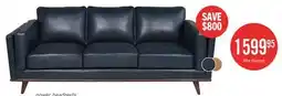 The Brick Vivia 86 Genuine Leather Sofa with Removable Seat Cushions and Wood Base - Navy Blue offer