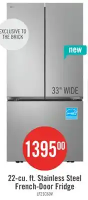The Brick LG 33 21 Cu. Ft. French 3-Door Refrigerator – Prime Silver - LF21C6000V offer