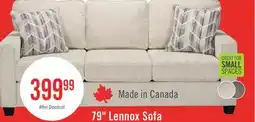 The Brick Made in Canada Lennox 79 Chenille Fabric Sofa with Reversible Cushions and Accent Pillows - Taupe offer