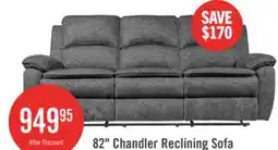 The Brick Chandler 82 Chenille Fabric Reclining Sofa - Grey offer