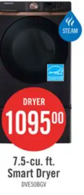The Brick Samsung 7.5 Cu. Ft. Electric Dryer with Steam - Black Stainless Steel - Stackable - DVE50BG8300VAC offer