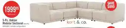 The Brick Kort & Co. Oaklyn Modular 5-Piece Fabric Sectional with Tufted Seat Cushions - Beige offer
