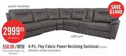 The Brick Floy 6-Piece Faux Suede Power Reclining Sectional with Power Headrests, Console and USB Port - Grey offer