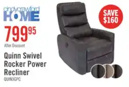 The Brick Cindy Crawford Home Quinn 31 Leather-Look Fabric Swivel Rocker Power Reclining Chair - Grey offer