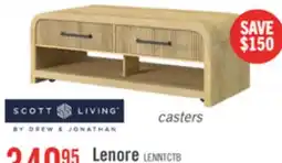 The Brick Scott Living Lenore 48 Modern Coffee Table with Storage, Shelf and Casters - Natural offer