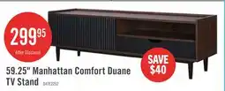 The Brick Manhattan Comfort Duane 59.25 Modern Ribbed TV Stand - Dark Brown & Black offer