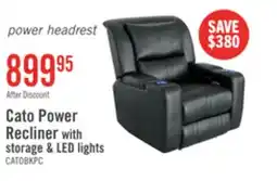 The Brick Cato 36.50 Leather-Look Fabric Power Reclining Chair with Power Headrest and Dual Cupholders - Black offer