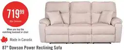 The Brick Made in Canada Dawson 87 Fabric Power Reclining Sofa with USB Port and Accent Pillows - Beige offer