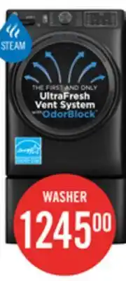 The Brick GE 5.8 Cu. Ft. Front-Load Steam Washer with SmartDispense and UltraFresh System - GFW655SPVDS offer
