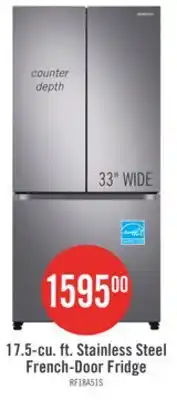 The Brick Samsung 33 17.5 Cu. Ft. Counter-Depth French-Door Refrigerator - Stainless Steel - RF18A5101SR/AA offer