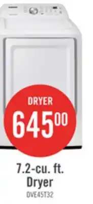 The Brick Samsung 7.2 Cu. Ft. Electric Dryer - White - DVE45T3200W/AC offer