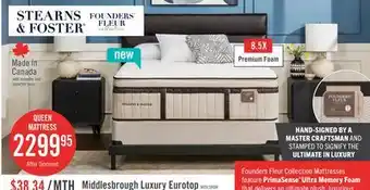 The Brick Stearns & Foster Middlesbrough Luxury Eurotop Queen Mattress offer