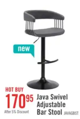 The Brick Java Barstool with Swivel & Adjustable Seat, Vegan Leather Fabric, 24.5-33H, Metal - Grey offer