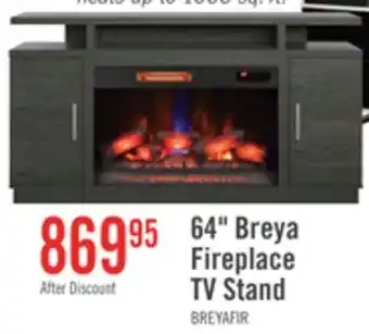 The Brick Breya 64 Modern Electric Fireplace TV Stand with Storage & USB Charging for TVs up to 70- Grey offer