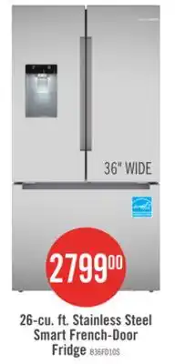 The Brick Bosch 36 26 Cu. Ft. 100 Series Smart French-Door Refrigerator - Stainless Steel - B36FD10ENS offer