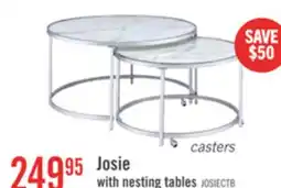 The Brick Josie 36 Glam Round Glass Top Nesting Coffee Tables - Grey Marble Look with Metal Legs offer