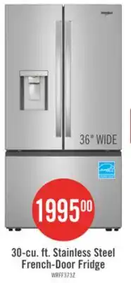 The Brick Whirlpool 36 30 Cu. Ft. French-Door Refrigerator with Dual Ice Makers - Stainless Steel - WRFF3736SZ offer