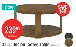 The Brick Declan 31.5 Modern Round Coffee Table with Casters – Natural Wood offer